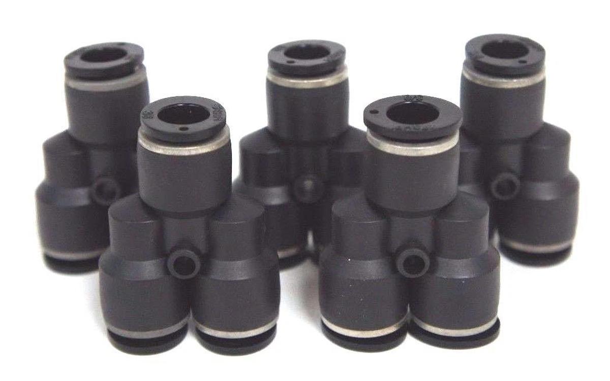 Used LOT OF 5 NEW COMPOSITE PUSH TO CONNECT UNION "Y" FITTINGS 3/8" OD, LG84PC-6-6