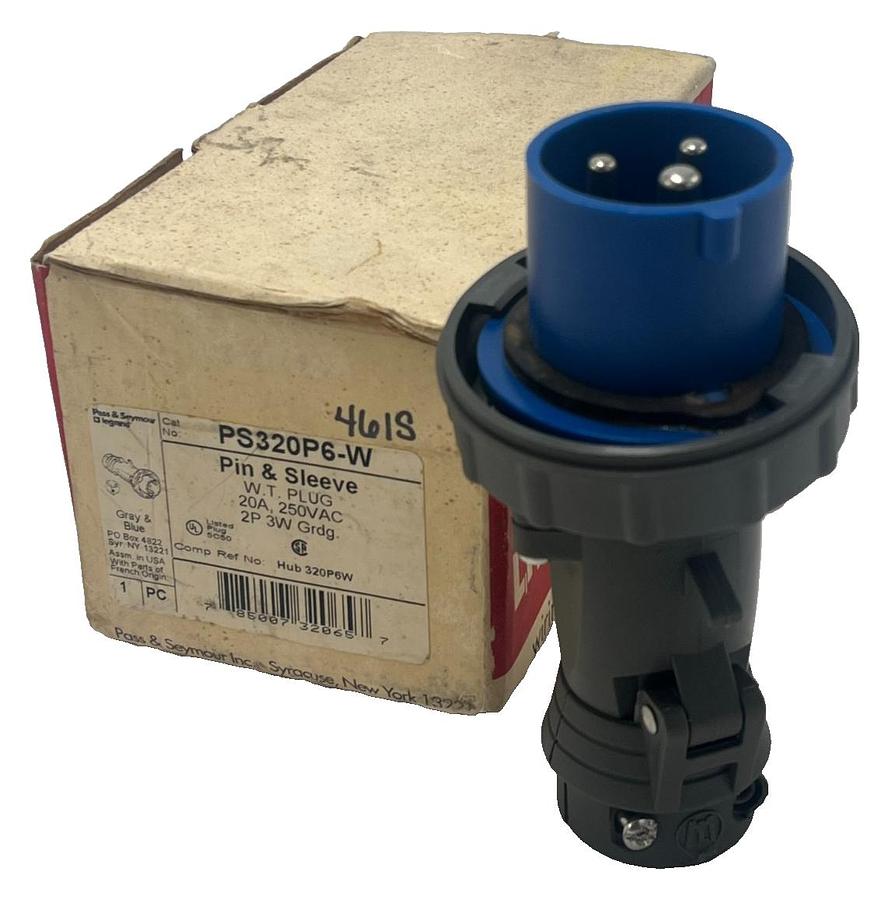 Used Legrand PS320P6W IEC 309 Pin Sleeve Plug 32A 2P+E (3-Wire) IP67 Watertight White
