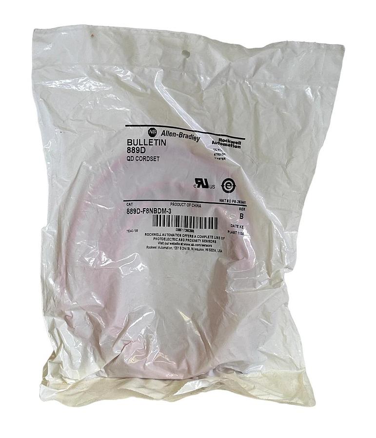 Used NEW ALLEN BRADLEY 889D-F8NBDM-3 /B DC MICRO CORDSET 3M 889DF8NBDM3