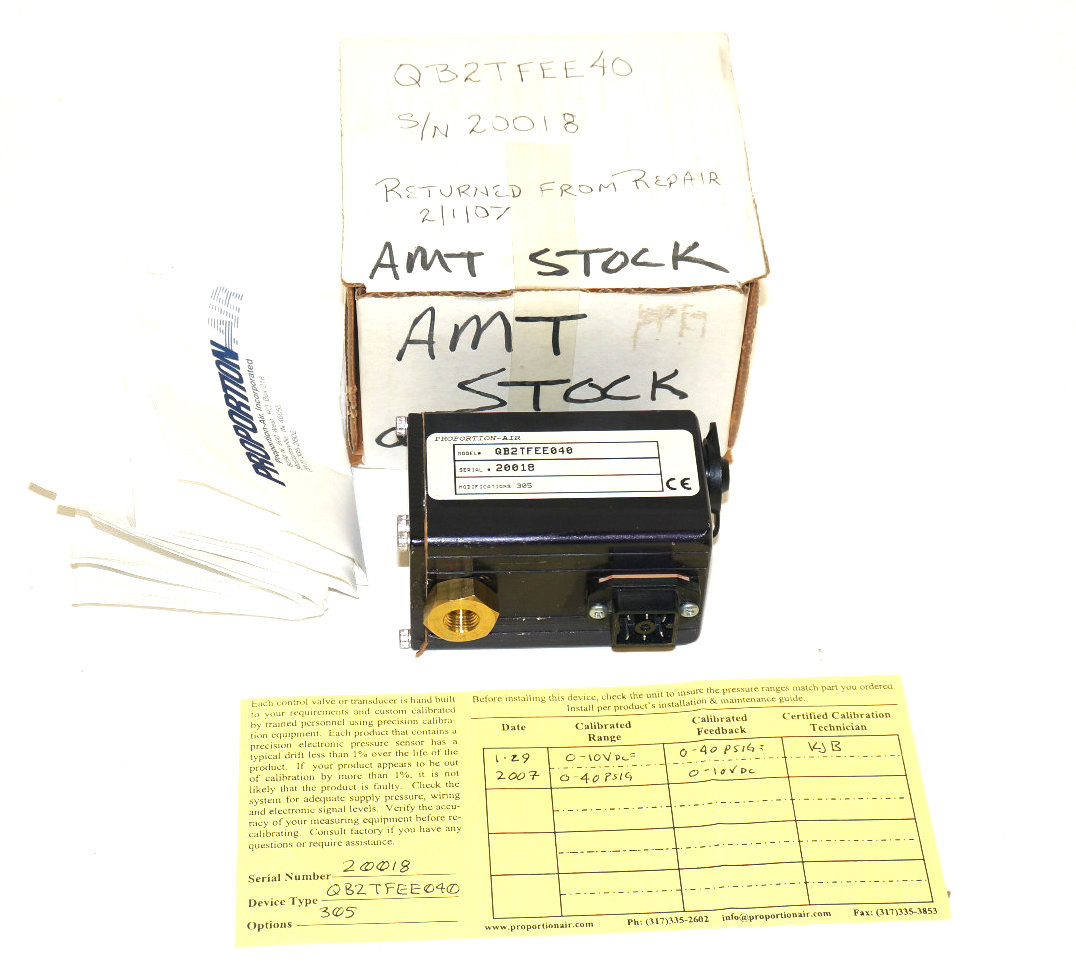 Used PROPORTION AIR INC. QB2TFEE040 PRESSURE CONTROL VALVE MODIFICATIONS 305