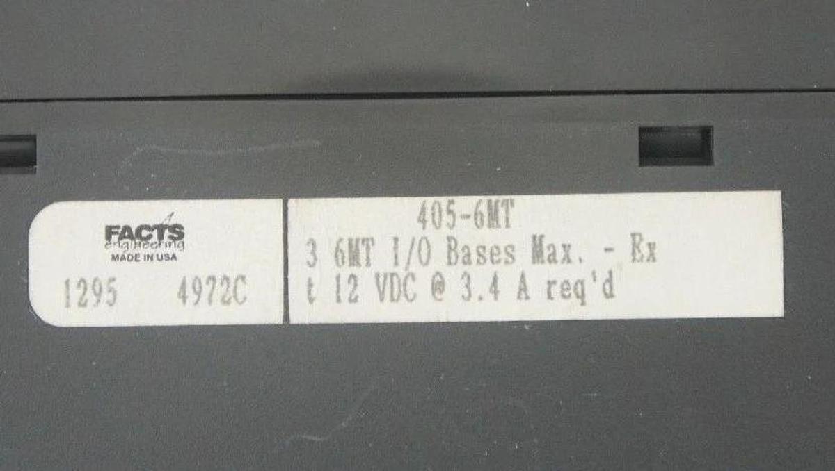 Used FACTS ENGINEERING 405-6MT I/O INTERFACE MODULE 12VDC @ 3.4A, 4056MT