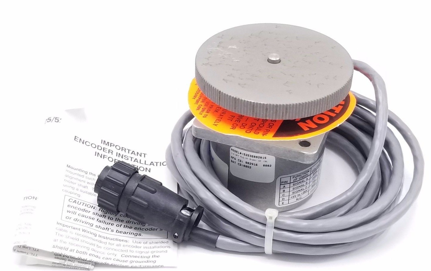 Used DANAHER CONTROLS DYNAPAR 52536002015 ENCODER 1/4 SFT FLG MT 50-26V 10' CBL