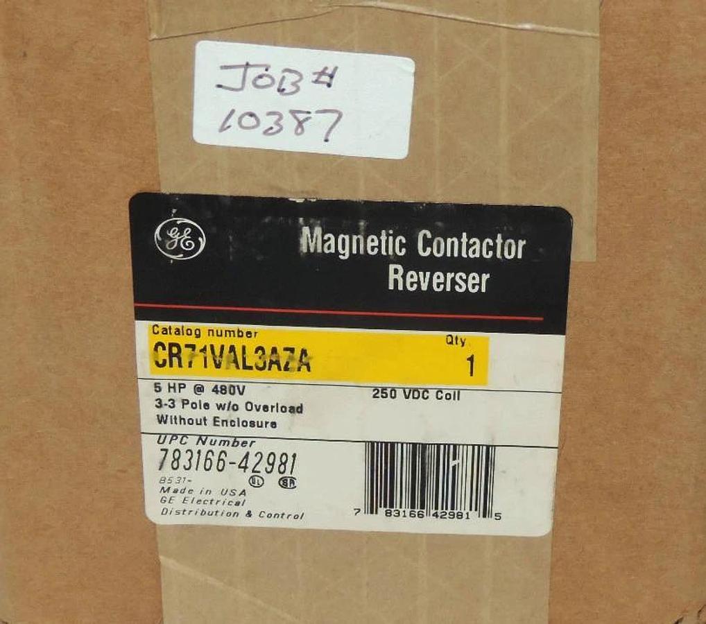 Used NEW GE CR71VAL3AZA MAGNETIC CONTACTOR REVERSER 250VDC 5HP CR7ZA-10 CR7XA11B