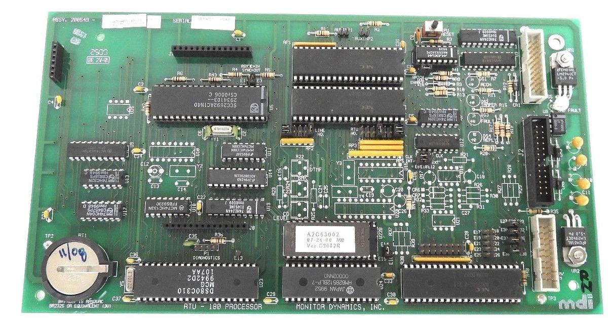 Used MDI MONITOR DYNAMICS, INC. RTU-180 PROCESSOR ASSY. 200549,K B75-400 REV. H