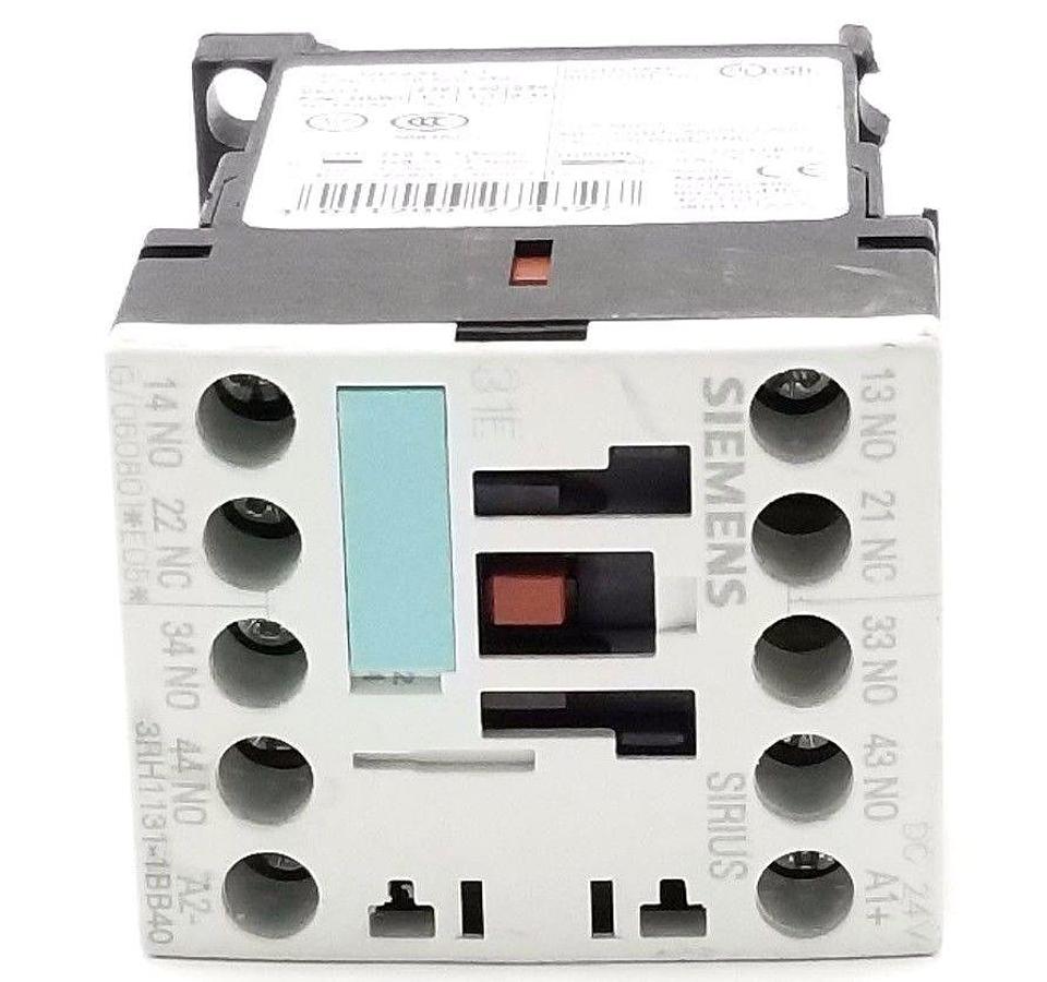 Used SIEMENS 3RH1131-1BB40 CONTROL RELAY 10AMP, 4POLE, 3NO/1NC 24VDC COIL