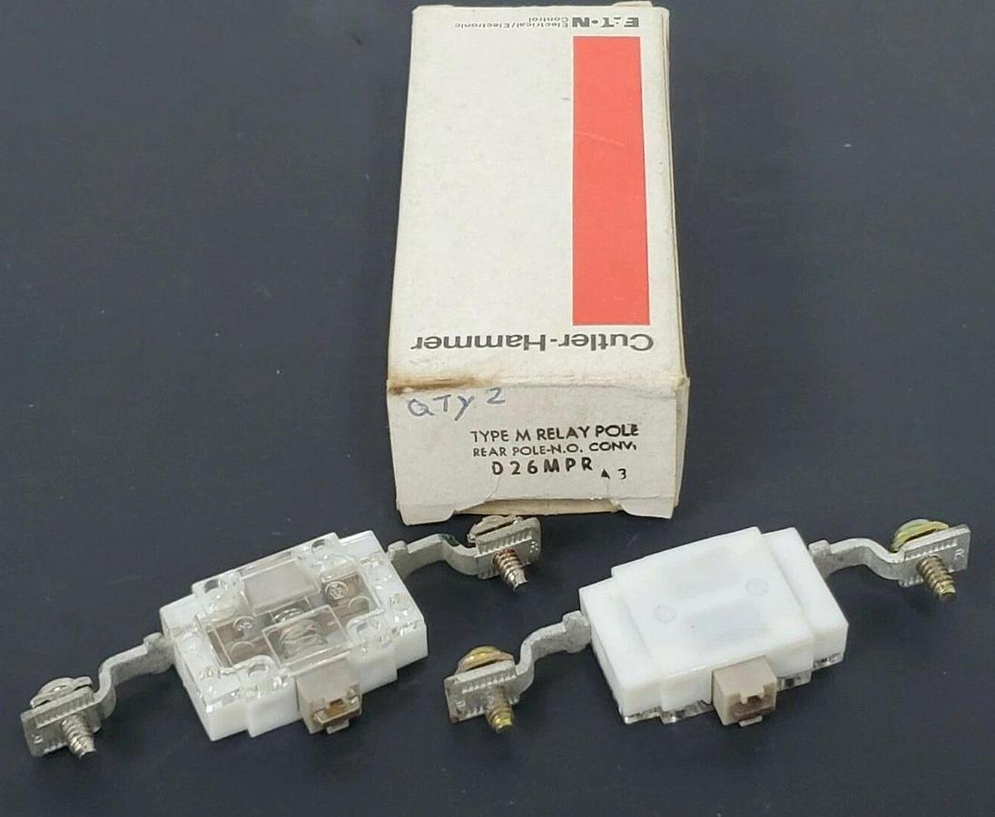 LOT OF 2 NIB CUTLER HAMMER D26MPR N.O. REAR POLE CONTACT RELAYS SER. A3