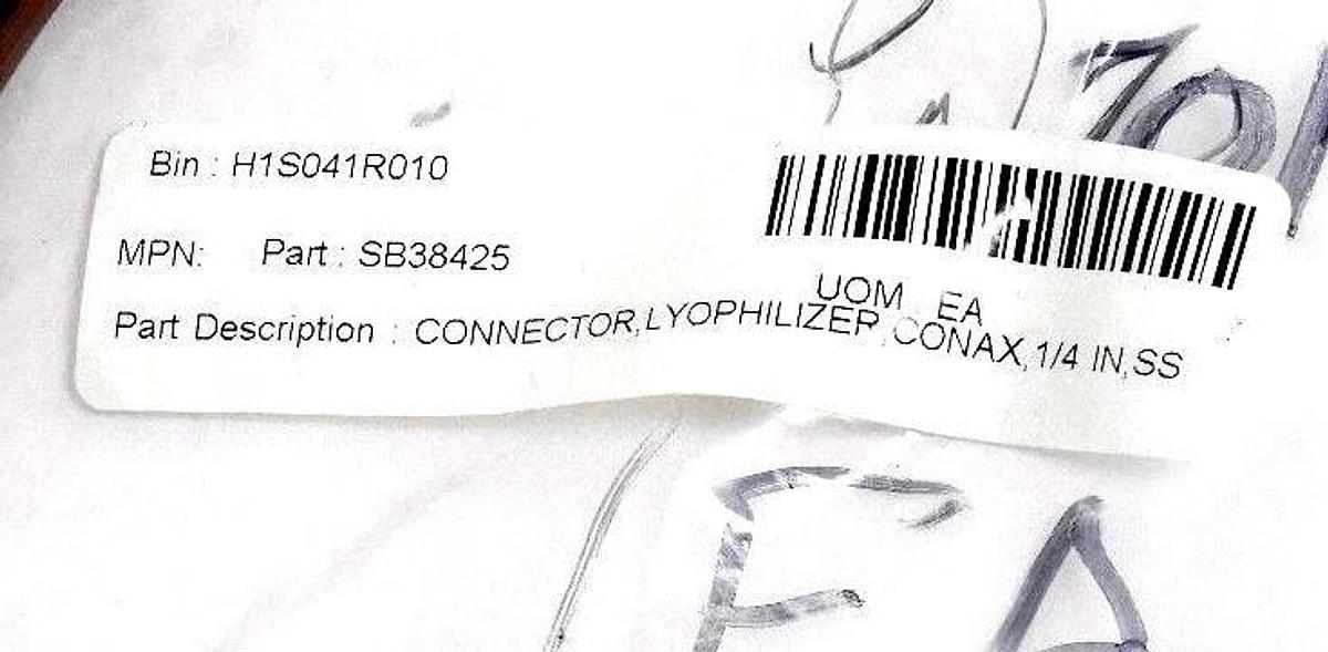 NEW GENERIC SB38425 CONNECTOR, LYOPHILIZER, CONAX, 1/4 IN, SS
