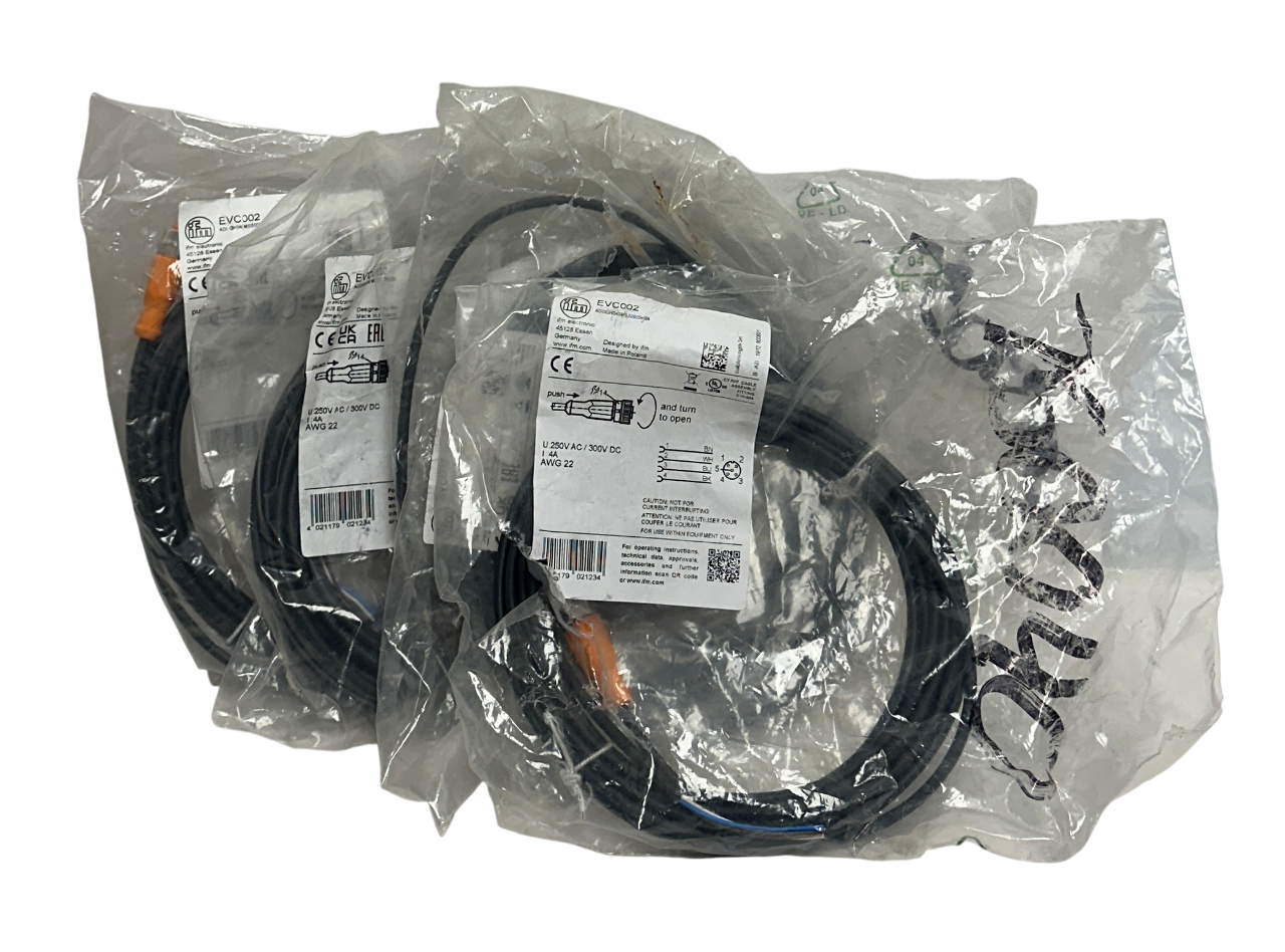 Used 5 IFM ADOGH040MSS0005H04 / EVC002 FEMALE CORDSETS 5M 250VAC/300VDC NSMP