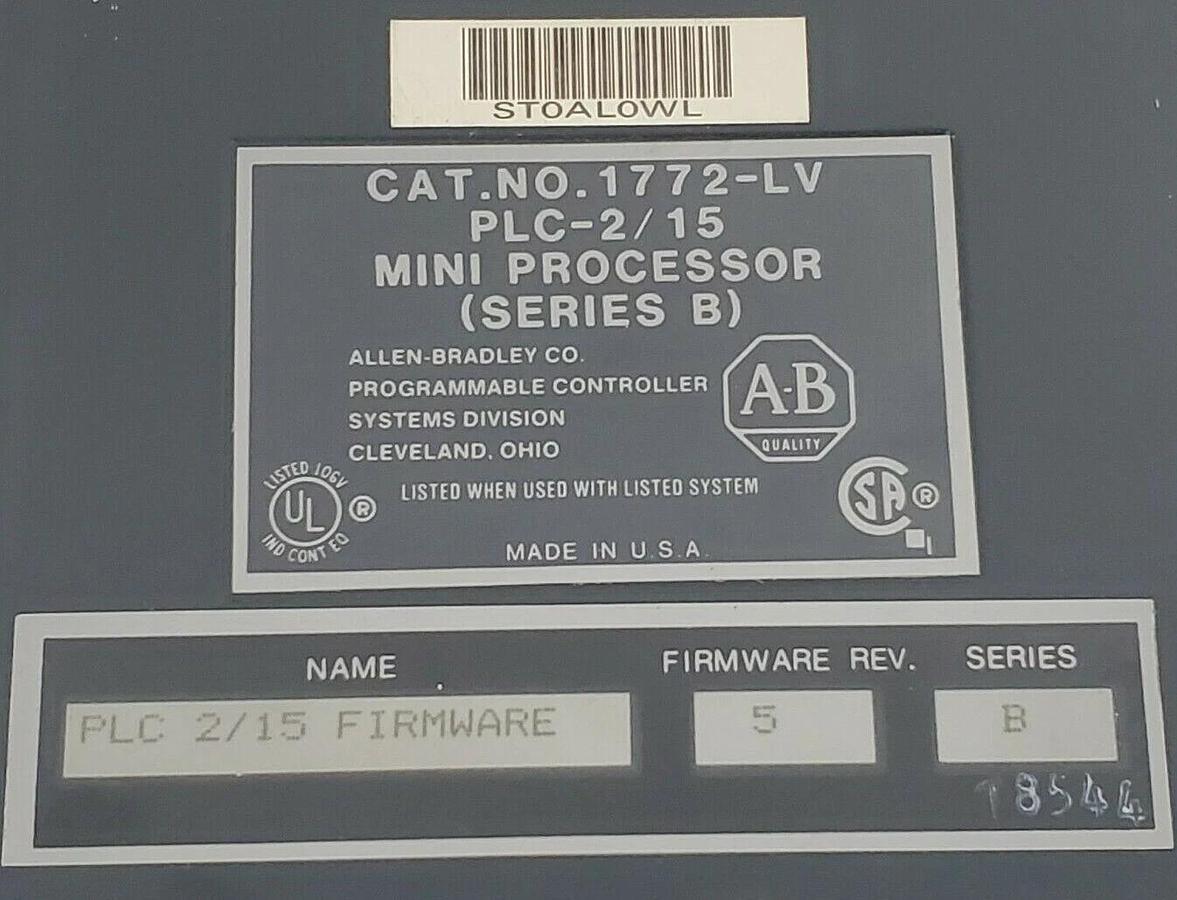 Used ALLEN BRADLEY 1772-LV MINI PROCESSOR FACE PLATE 39840, 610493-04 H