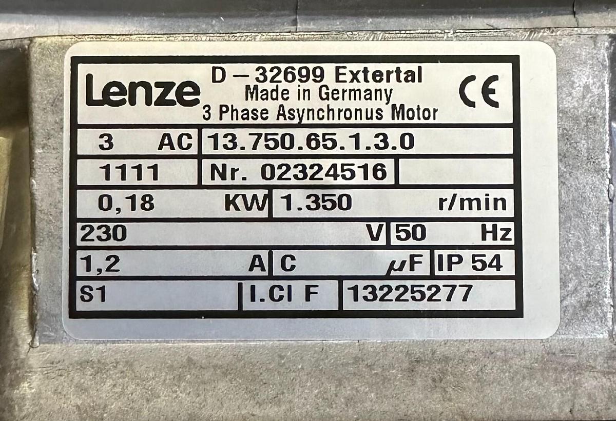 Used NEW LENZE 13.750.65.1.3.0 3-PHASE ASYNCHRONUS MOTOR 0.18kW 02324516 13225277