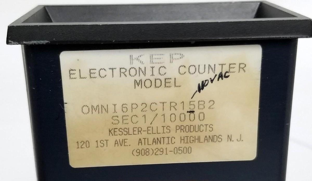 Used KESSLER-ELLIS OMNI6P2CTR15B2 ELECTRONIC COUNTER SEC1/10000 W/ HARDWARE/TERMINAL
