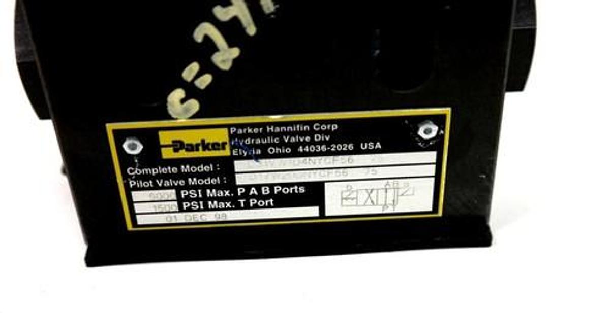 Used NEW PARKER D31VW1D4NYCF56 75 DIRECTIONAL VALVE PILOT VALVE D1VW20DNYCF56 75