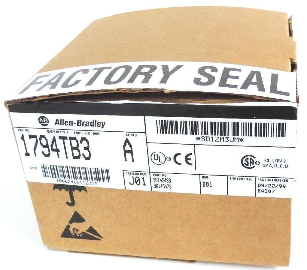 NIB ALLEN BRADLEY 1794-TB3 TERMINAL BASE 1794TB3 SER. A CAT. REV. J01