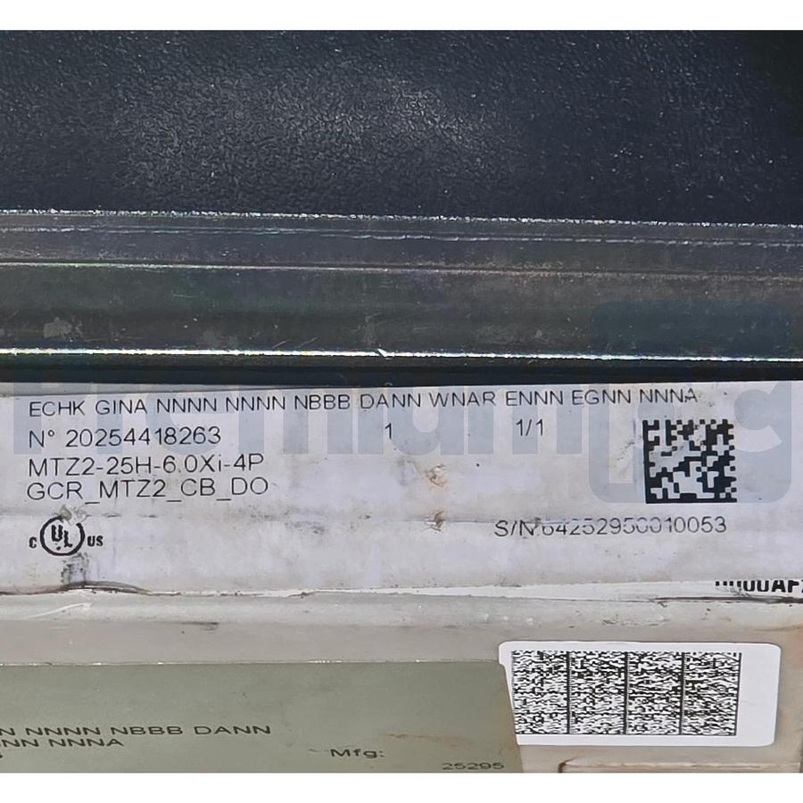 Square D Schneider MTZ2-25H MicroLogic 6.0Xi Masterpact Circuit Breaker 2500A 4P