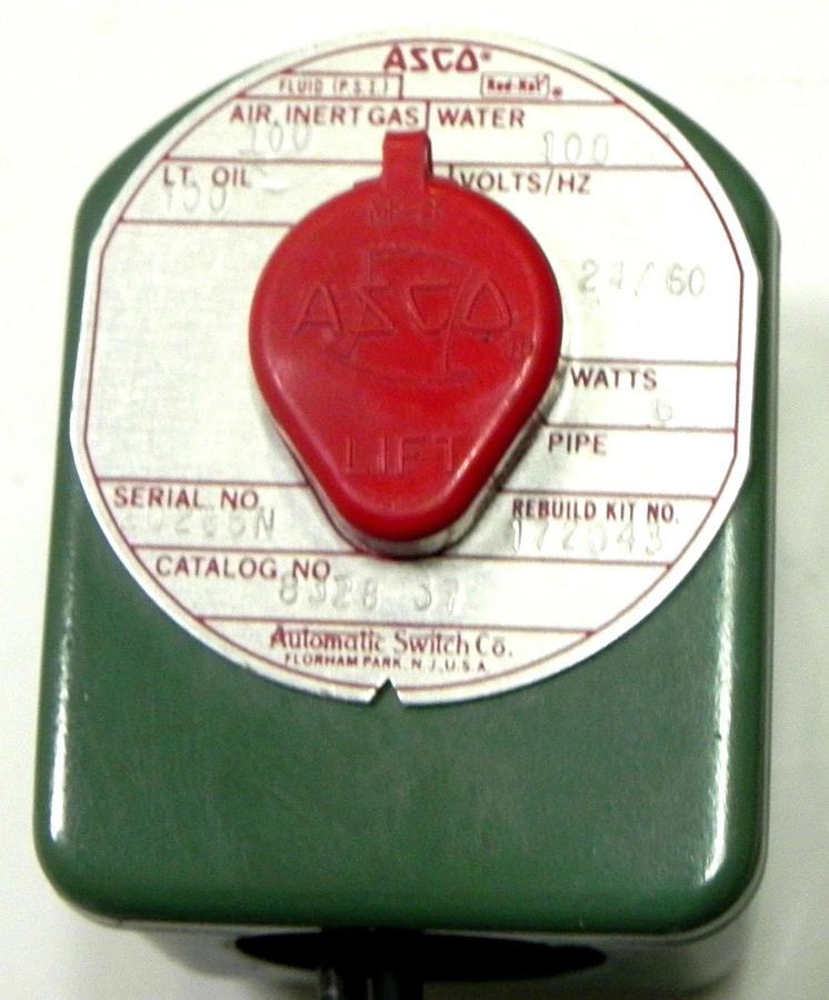 Used ASCO 832837 VALVE 6 WATTS 24VOTLS 60HZ, WATER 100
