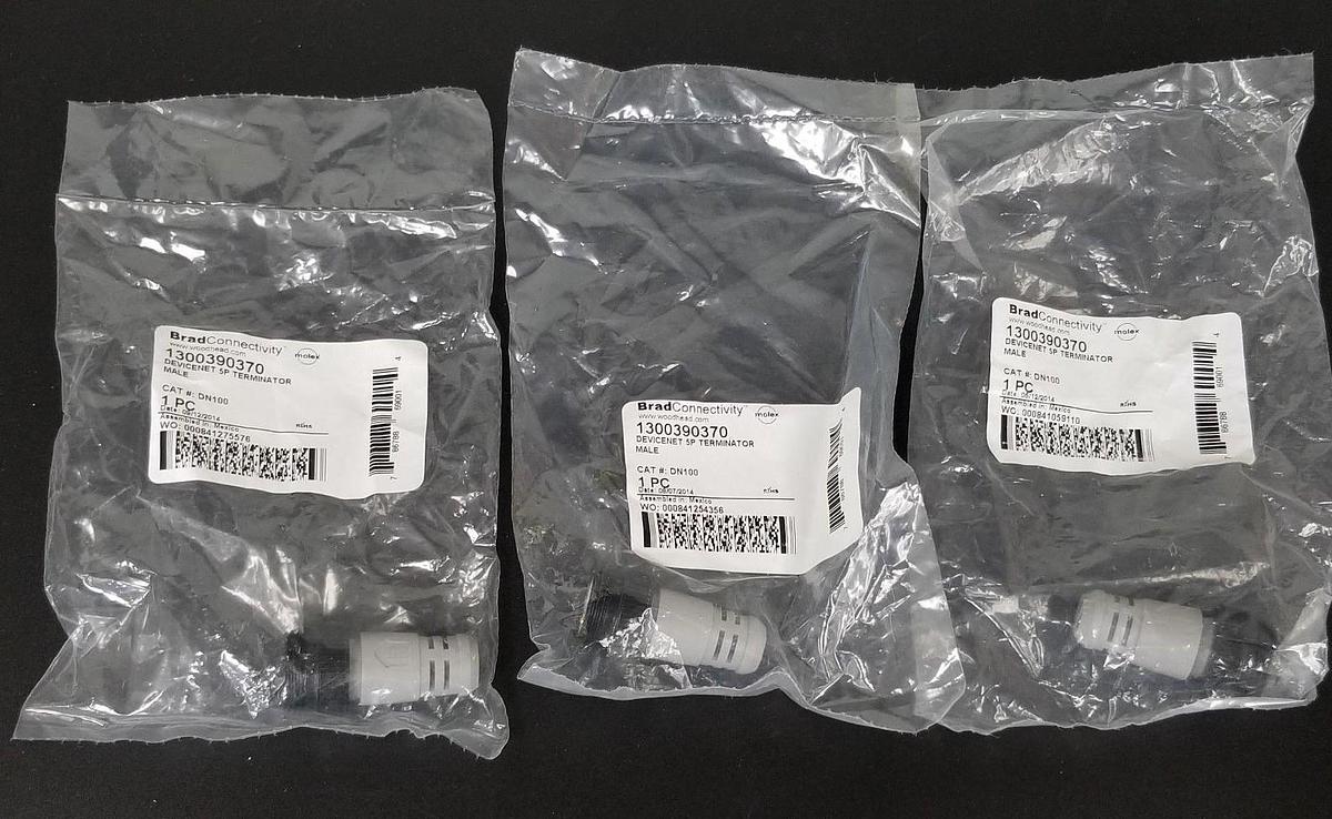 Used LOT OF 3 NEW BRAD CONNECTIVITY 1300390370 DEVICENET 5P MALE TERMINATORS DN100