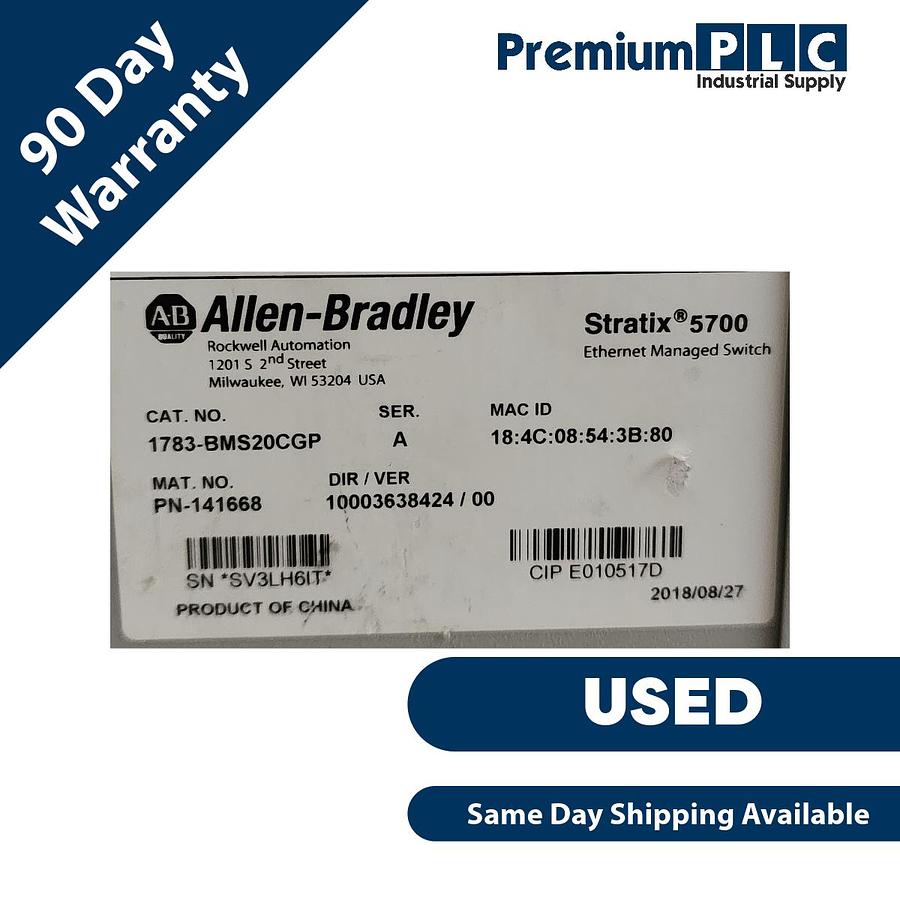 Used USED ALLEN BRADLEY 1783-BMS20CGP /A Stratix 5700 MANAGED ETHERNET SWITCH