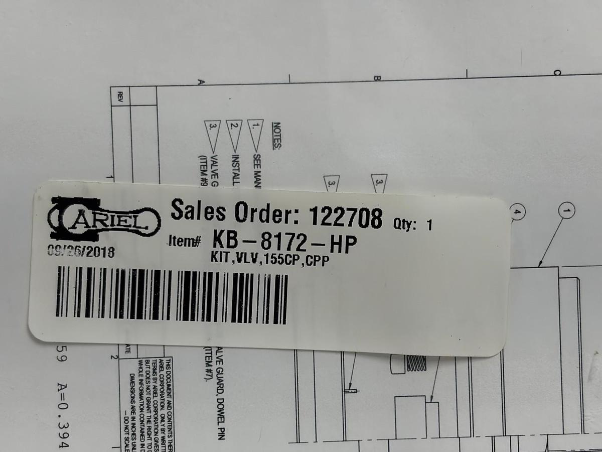 Ariel KB-8172-HP Compressor Valve Kit 155CP CPP OEM Rebuild Kit New