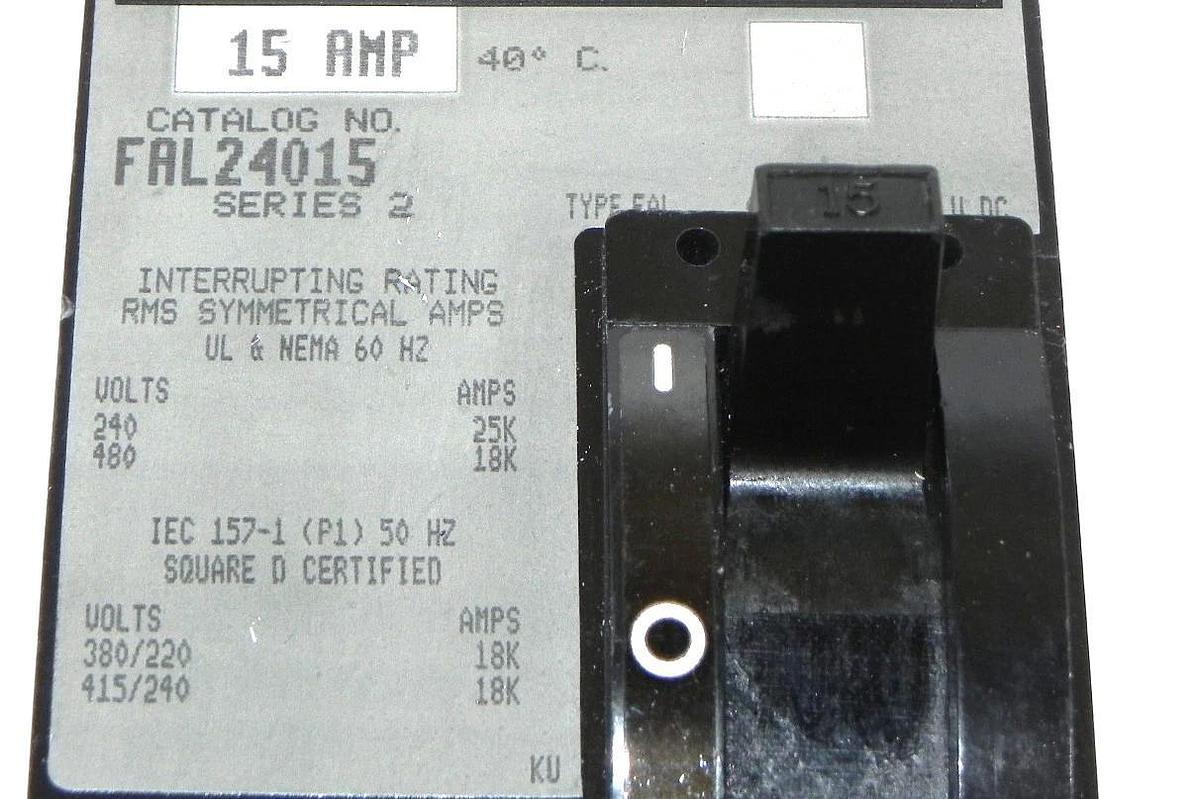 Used SQUARE D FAL24015 SERIES 2 CIRCUIT BREAKER 15 AMP
