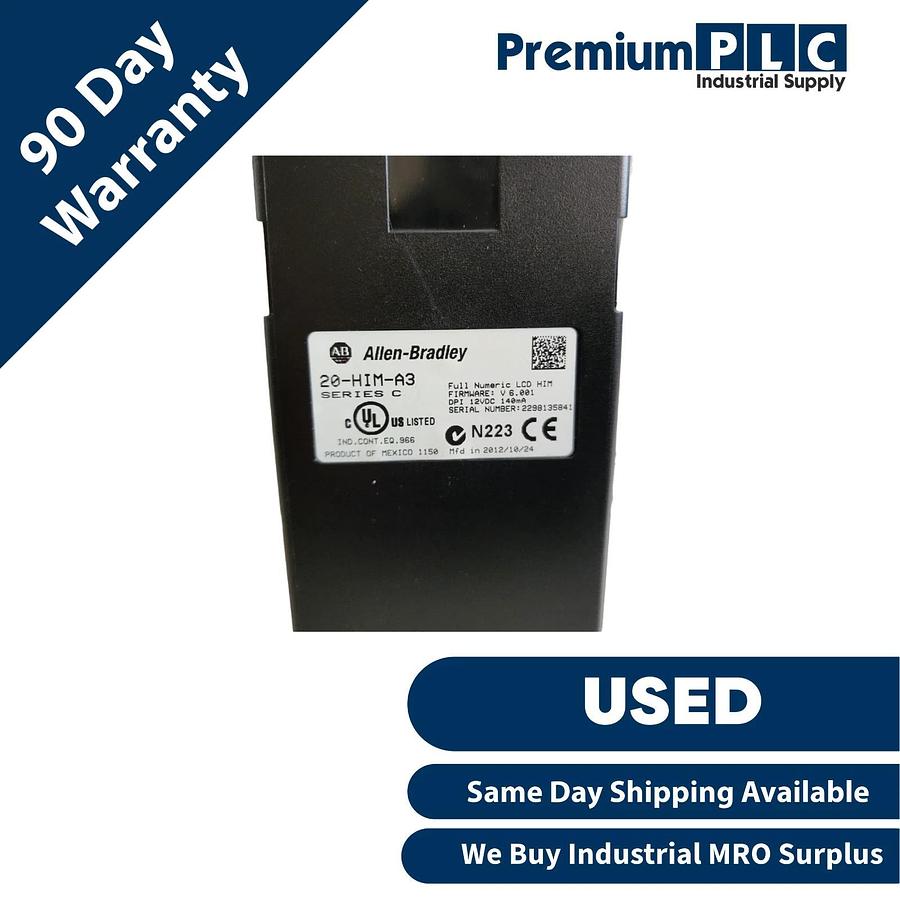 Used ALLEN BRADLEY 20AD8P0A3AYNANC0 /A POWERFLEX 70 AC DRIVE 8A 5HP 480V FRN. 5.001