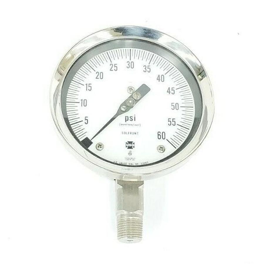 NEW U.S. GAUGE DIAL NO. 33003 SOLFRUNT PRESSURE GAUGE 0-60psi