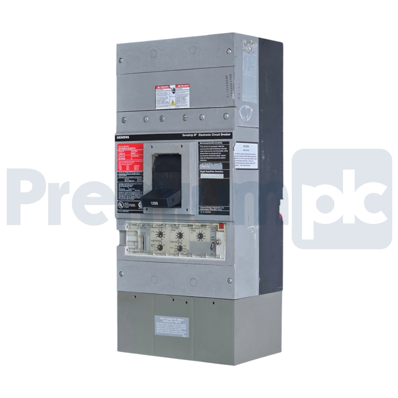 Used Siemens Sentron SCND69120ANTH Type SCND6 Circuit Breaker 3P 600V 1200A w/Trip