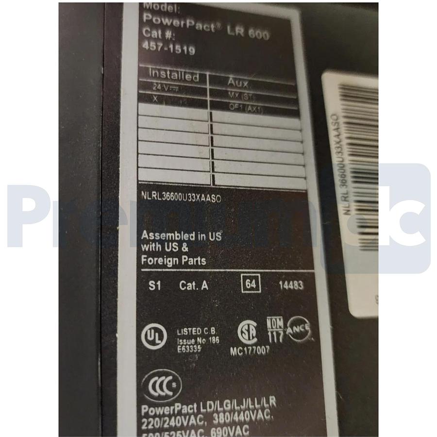 Used Schneider PowerPact LR 600  Circuit Breaker LRL36600U33X-AASO w/MicroLogic 3.3S