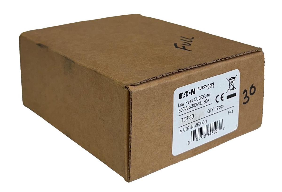 Used 12 EATON TCF30 BUSSMANN SERIES LOW-PEAK CUBEFuse 600VAC/300VDC 30A NSMP