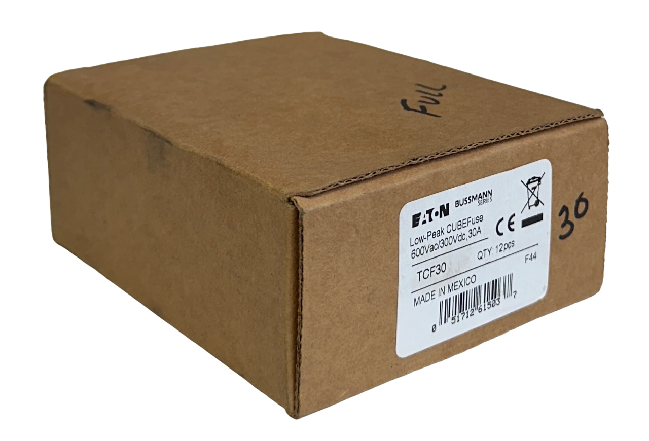 Used 12 EATON TCF30 BUSSMANN SERIES LOW-PEAK CUBEFuse 600VAC/300VDC 30A NSMP