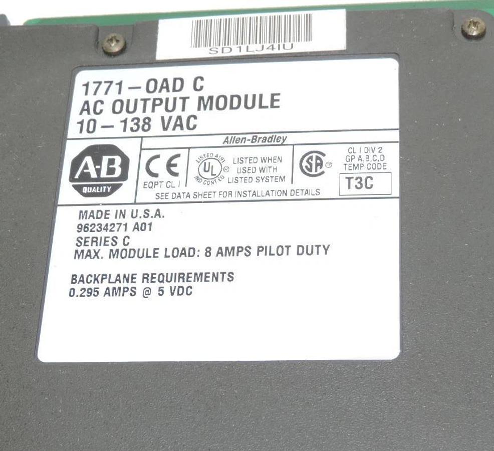 Used ALLEN BRADLEY 1771-OAD AC OUTPUT MODULE 10-138 VAC 96234271 A01 SERIES C