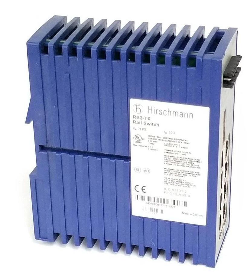 Used BELDEN HIRSCHMANN RS2-TX RAIL SWITCH 24VDC, RS2TX