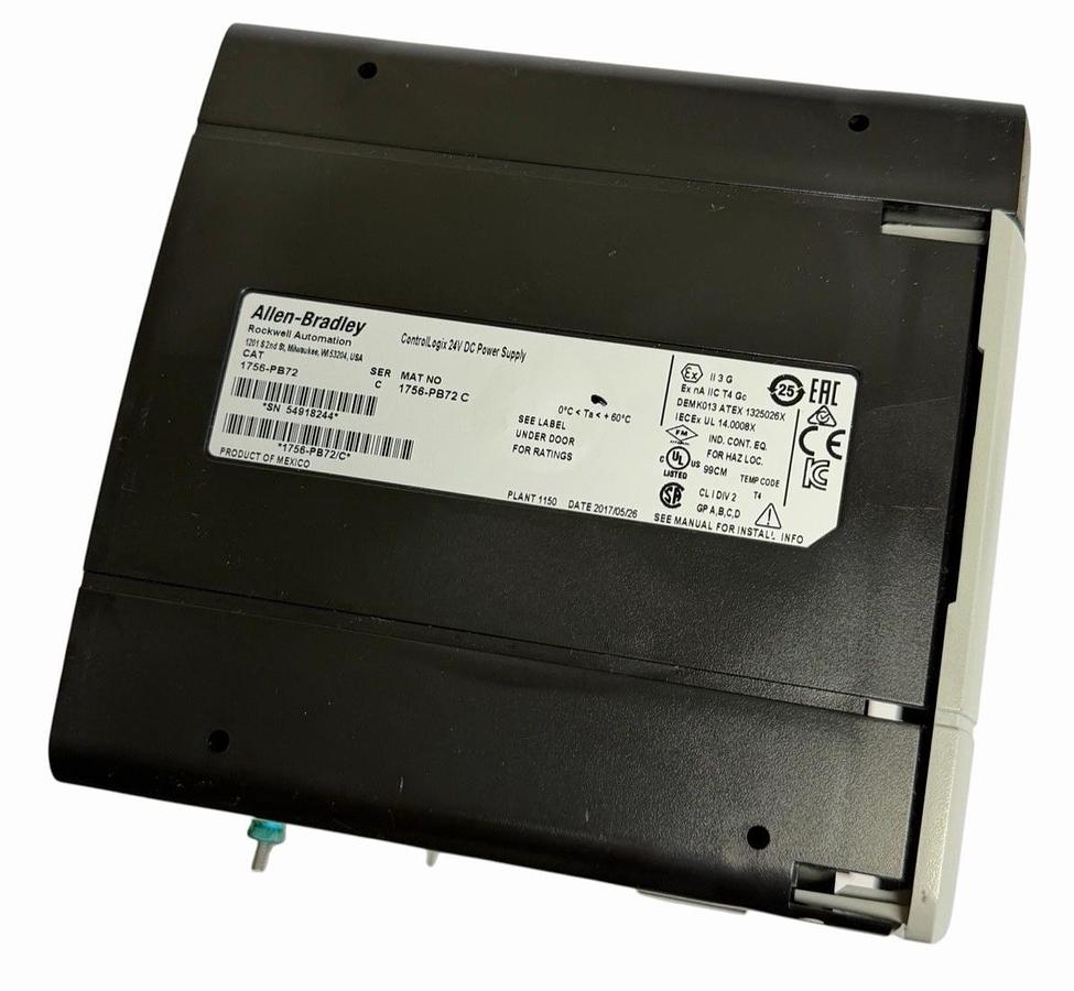 Used ALLEN BRADLEY 1756-A7 /C 7-SLOT CHASSIS W/ 1756-PB72 /C POWER SUPPLY 24V DC