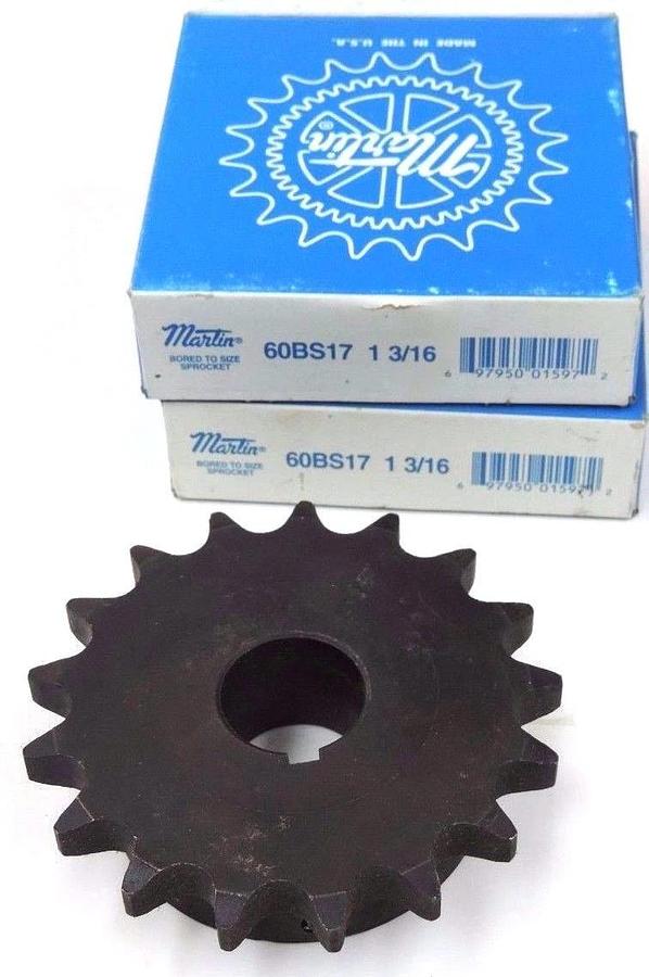Used LOT OF 2 NIB MARTIN 60BS17 1 3/16 BORED SIZED SPROCKETS 60BS171316