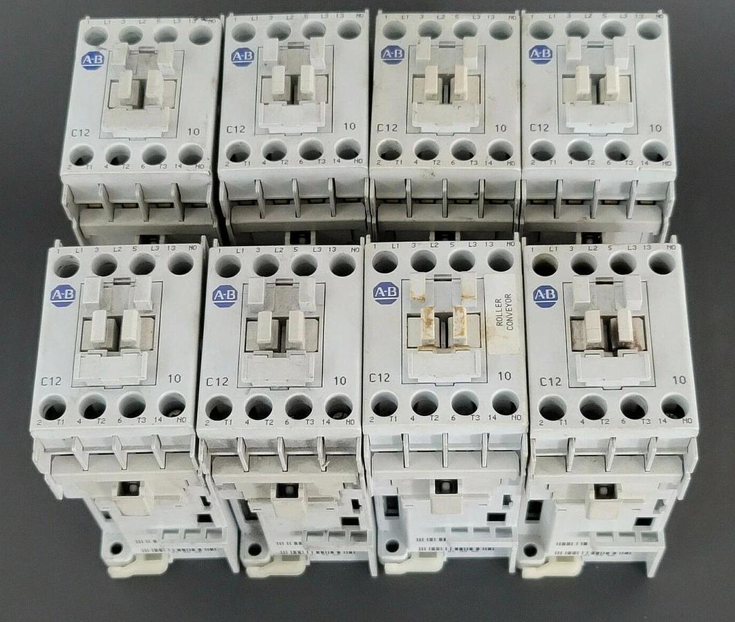 Used LOT OF 8 ALLEN BRADLEY 100-C12Z*10 CONTACTORS SER. A 100C12Z10A, 24V DC