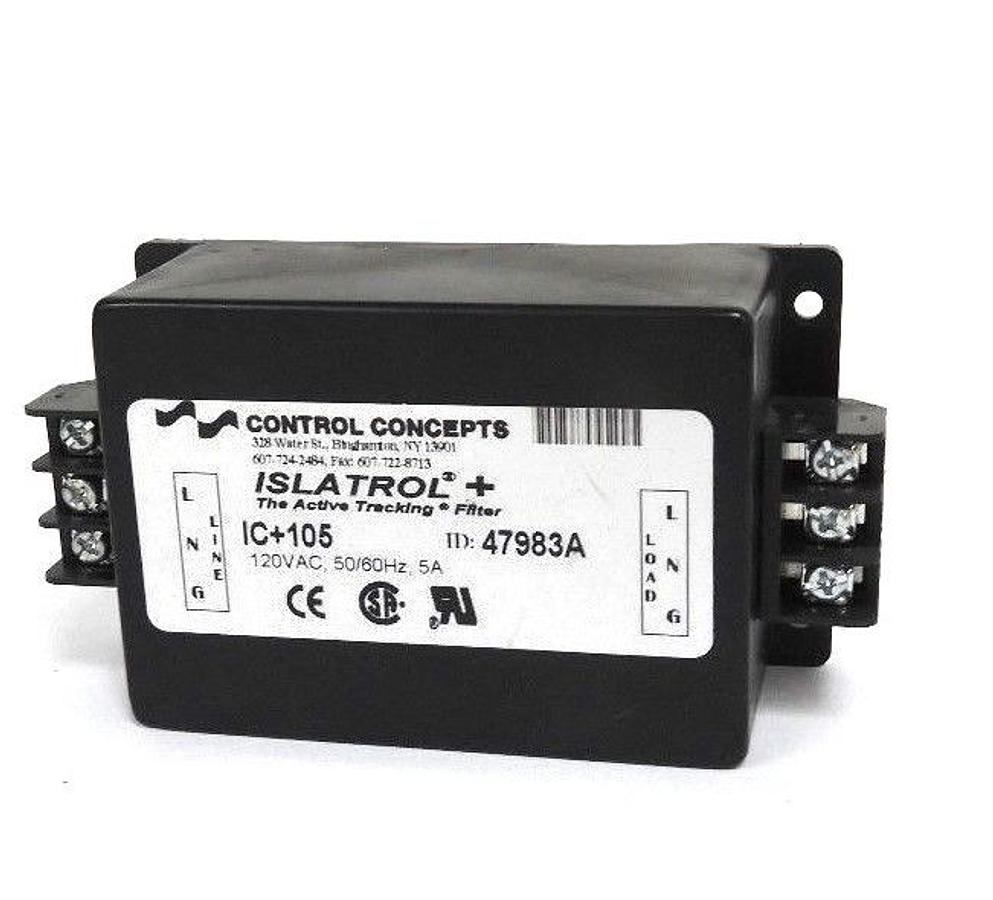Used CONTROL CONCEPTS IC+105 ISLATROL FILTER ID: 47983A, 120VAC, 50/60HZ, 5A