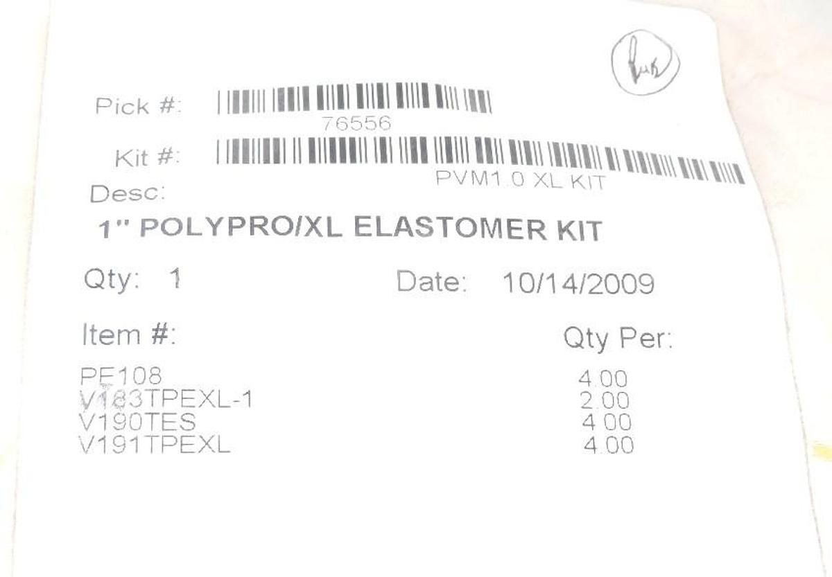 NEW 1" POLYPRO PVM1.0XL ELASTOMER KIT PVM10XL