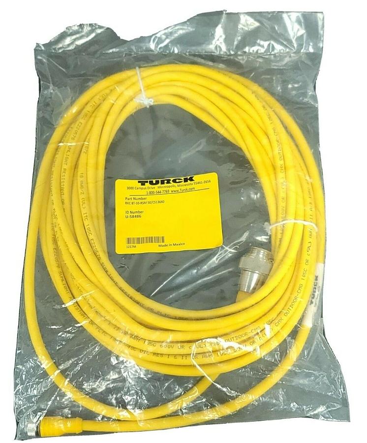 Used NEW TURCK RKC 8T-10-RSM 50/CS13640 CORDSET ID NO. U-58486