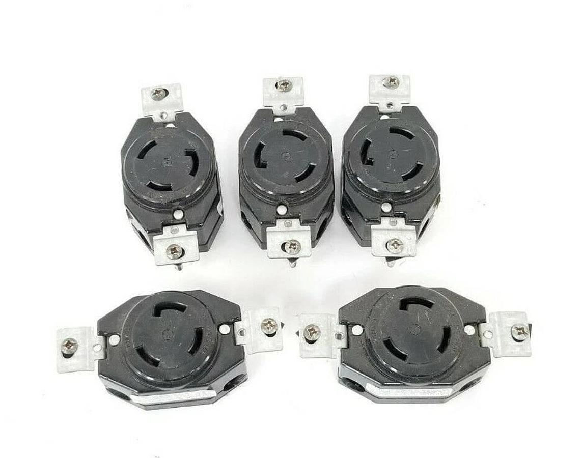 Used LOT OF 4 LEVITON 30A 125/250V TURN LOCKING RECEPTACLE OUTLETS