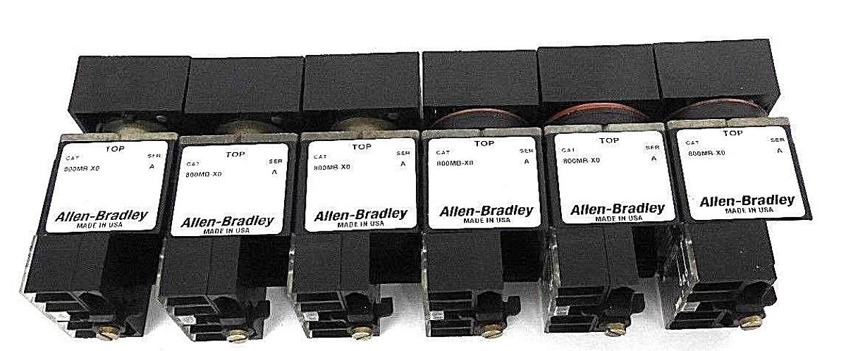 Used LOT OF 6 ALLEN BRADLEY 800MB-XO SER. A OPERATOR FOR PUSHBUTTON SWITCHES 800M-XD1