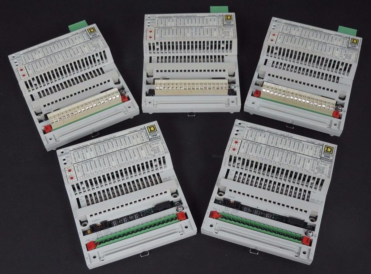 Used LOT OF 5 SQUARE D GROUPE SCHNEIDER 170AEW34000 DEVICENET I/O BLOCKS 52046-344-53