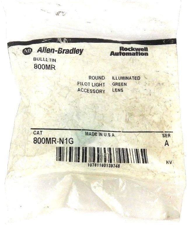 Used NEW ALLEN BRADLEY 800MR-N1G ROUND PILOT LIGHT ACCESSORY ILLUMINATED GREEN LENS