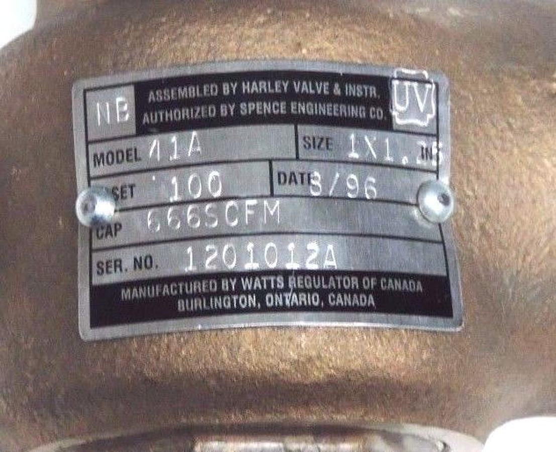Used NEW WATTS MODEL 41A RELIEF VALVE 1 X 1/4'', SET 100, 666SCFM