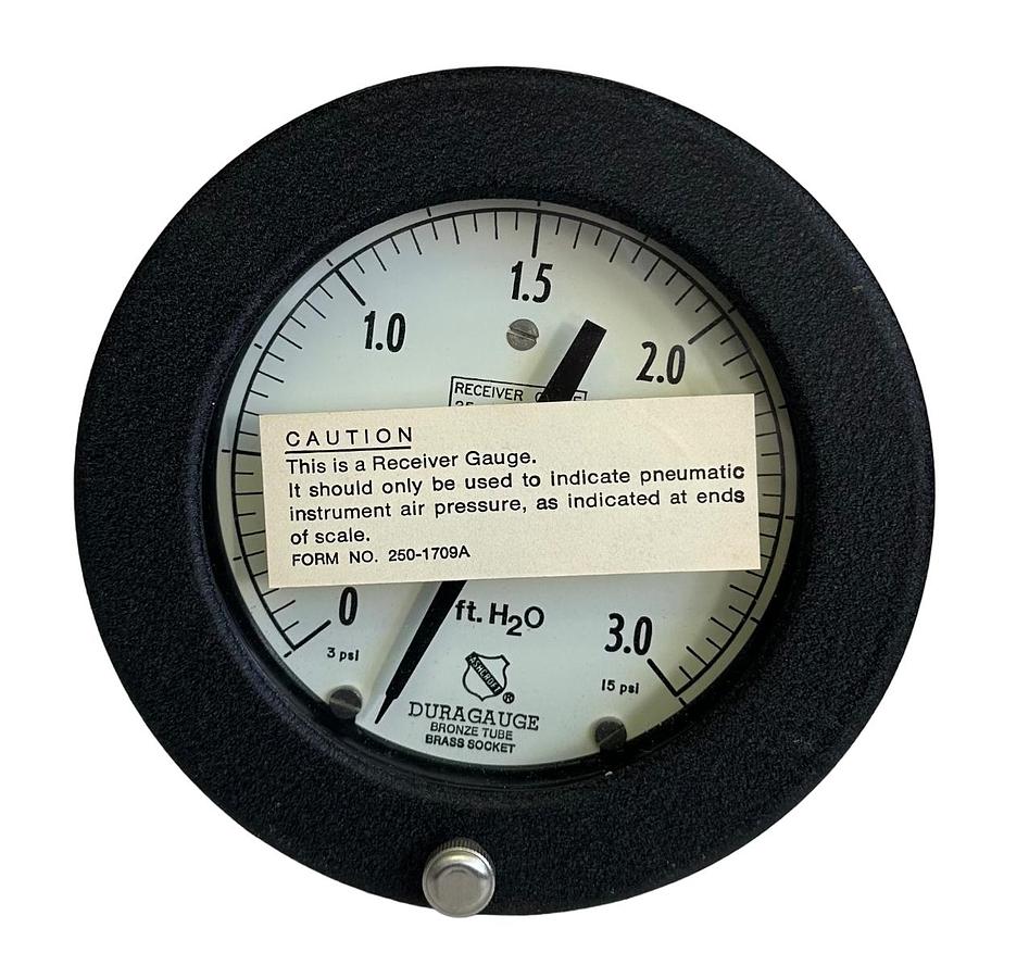 Used NEW ASHCROFT 45 1377 AS 02B 3/15 & 0/3 FT H20 RECEIVER GAUGE 1GA39973-014