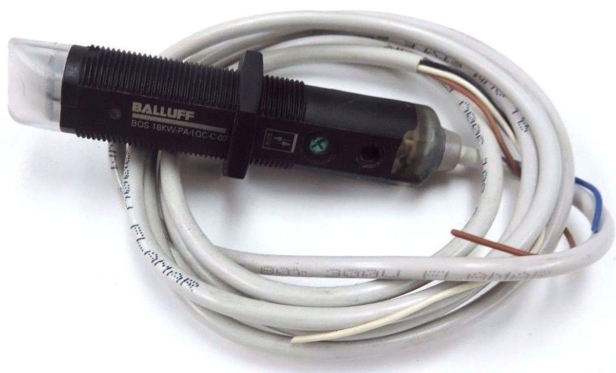 Used BALLUFF BOS 18KW-PA-1QC-C-02 RETROREFLECTIVE SENSOR SER. 18K, BOS00LU, BOS18KW