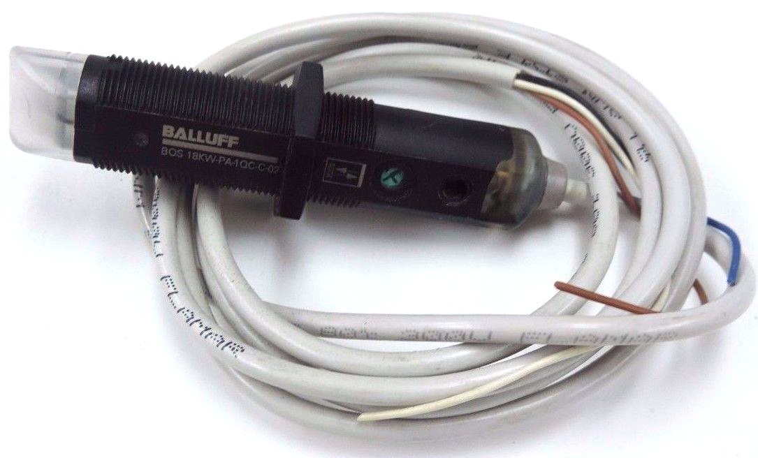 Used BALLUFF BOS 18KW-PA-1QC-C-02 RETROREFLECTIVE SENSOR SER. 18K, BOS00LU, BOS18KW