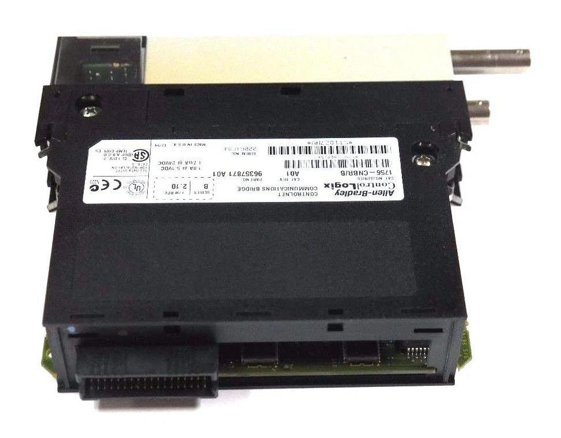 Used ALLEN BRADLEY 1756-CNBR SER. B CONTROLNET MODULE CAT. REV. A01, F/W REV. 2.10