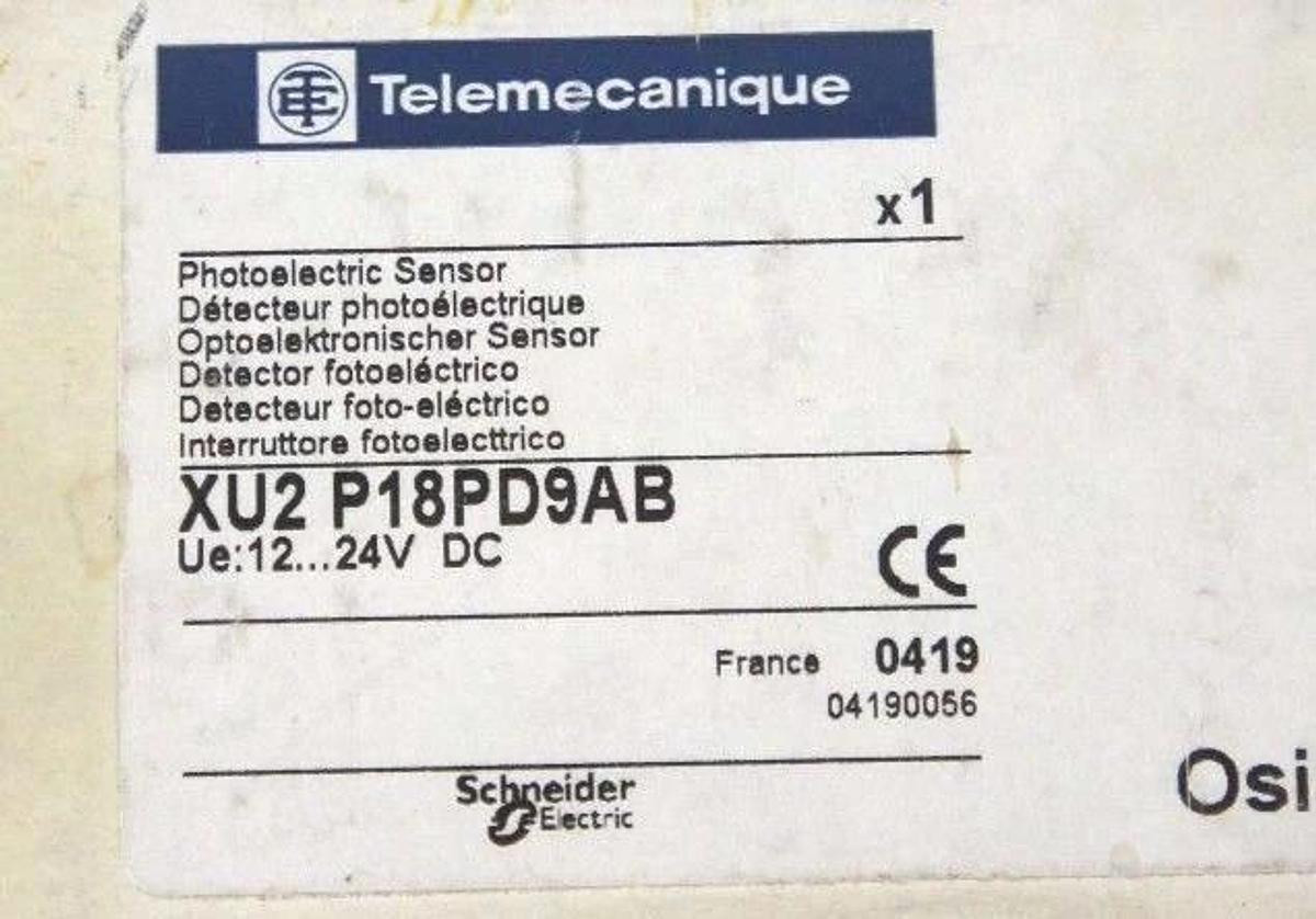 Used TELEMECANIQUE XU2P18PD9AB PHOTOELECTRIC SENSOR - INCLUDES RECEIVER & TRANSMITTER