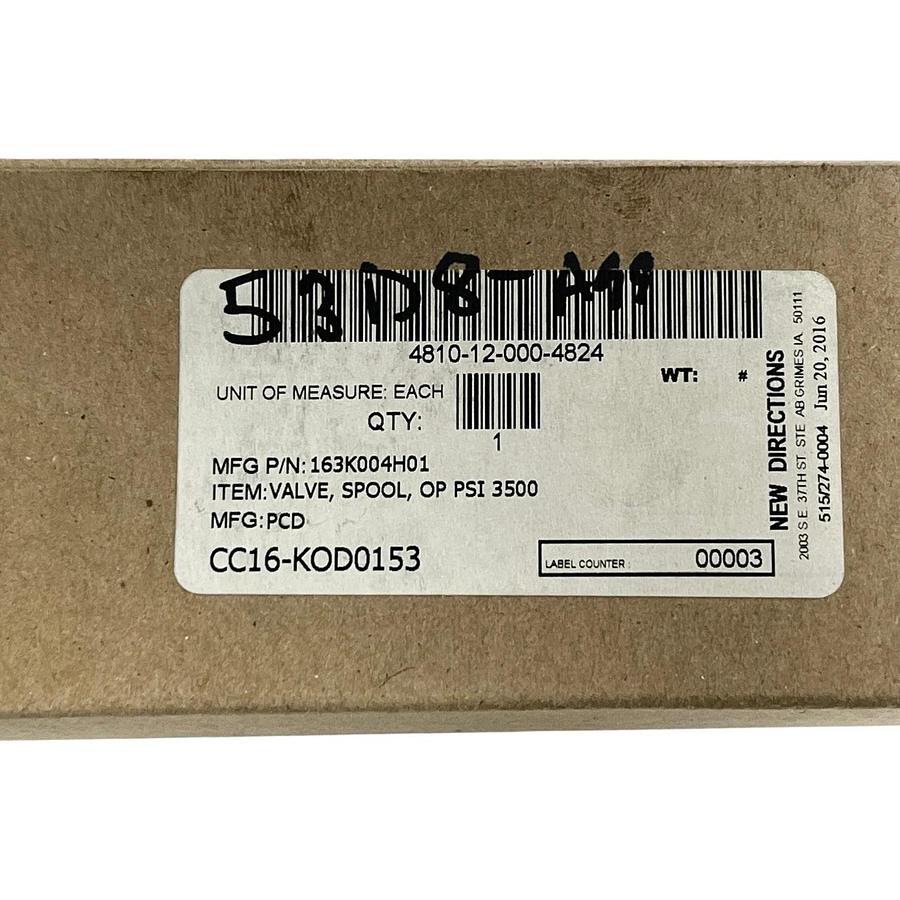 PCD 163K004H01 2-Position Directional Control Spool Valve Cartridge 3500 PSI NEW