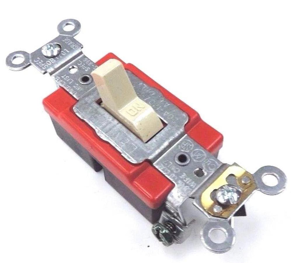 Used LOT OF 4 NIB LEVITON 1221-21 S.P. TOGGLE SWITCHES 20A-120/277V, IVORY