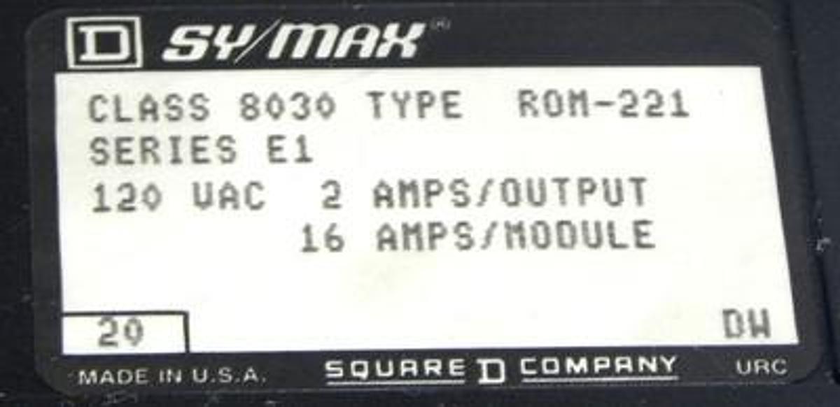 Used SQUARE D SY/MAX 8030-ROM-221 DIGITAL I/O 8030ROM221 SERIES E1